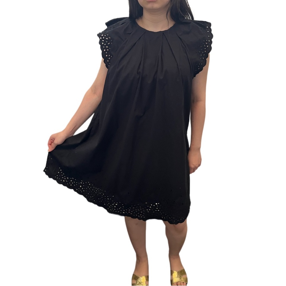 Aritzia Wilfred Cotton Eyelet Black Dress